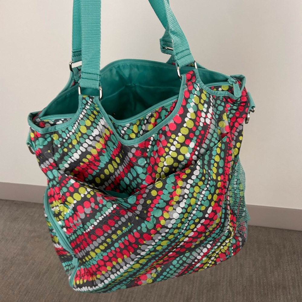 Thirty-One Teal and Multicolor Dot Tote - Picture 3 of 11